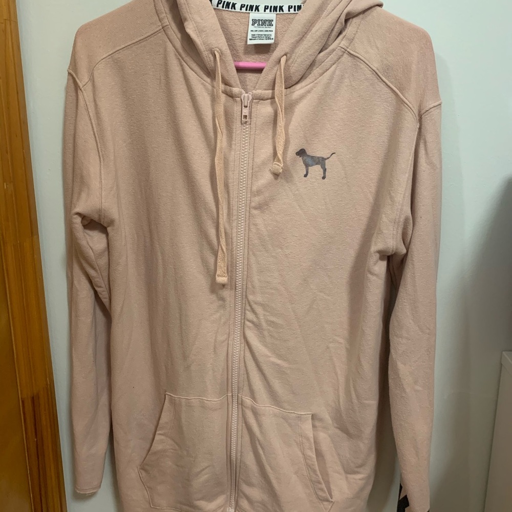 VICTORIA SECRET PINK ZIP UP HOODIE (OVERSIZED)